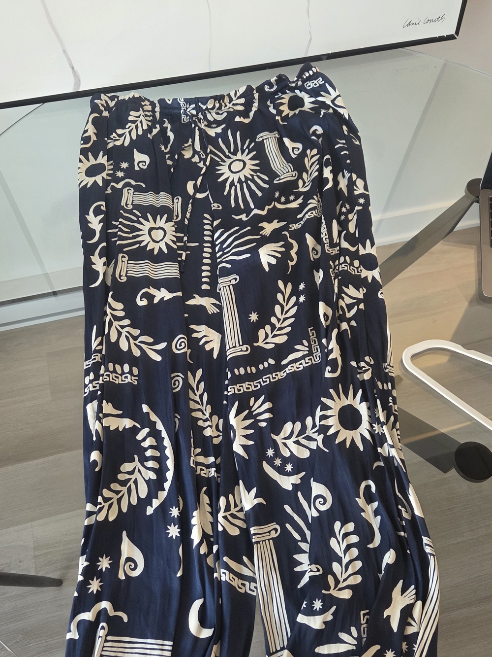 H&M Navy and Cream Wide Leg Jumpsuit Pants